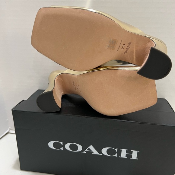Coach Women's Metallic Gold Mules - Picture 6 of 9